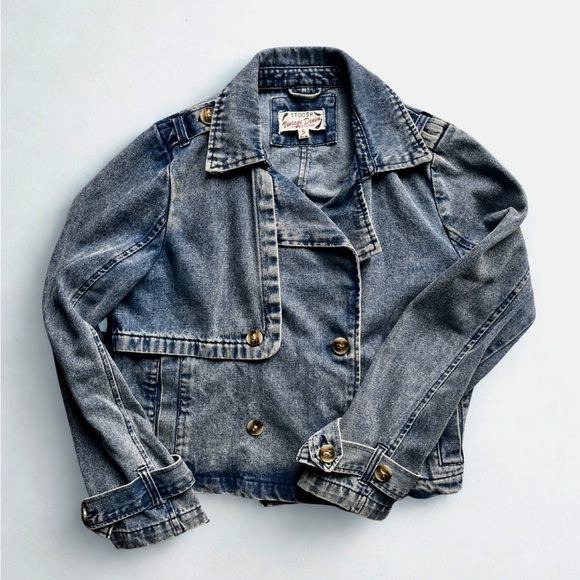 26 International Jackets & Blazers - 26 International STOOSH Vintage Denim crop trench or double breasted jacket